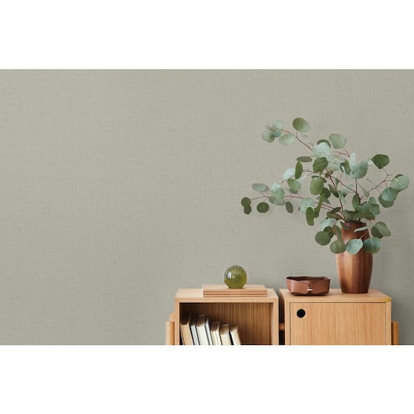 60.75 sq. ft. Fog Stretford Linen Embossed Vinyl Unpasted Wallpaper Roll