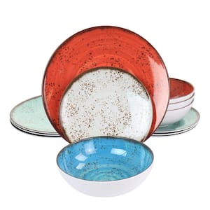 Pryce 12-Piece Melamine Dinnerware Set is Assorted Colors (Service for 4)
