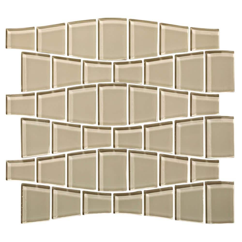 Ripple Mojave Matte 4 in. x 6 in. Geometric Glass Mosaic Tile Sample (.96 sq.ft./each) price history on PriceWatchPro