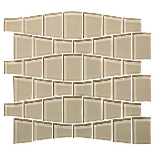 Ripple Mojave Matte 4 in. x 6 in. Geometric Glass Mosaic Tile Sample (.96 sq.ft./each)