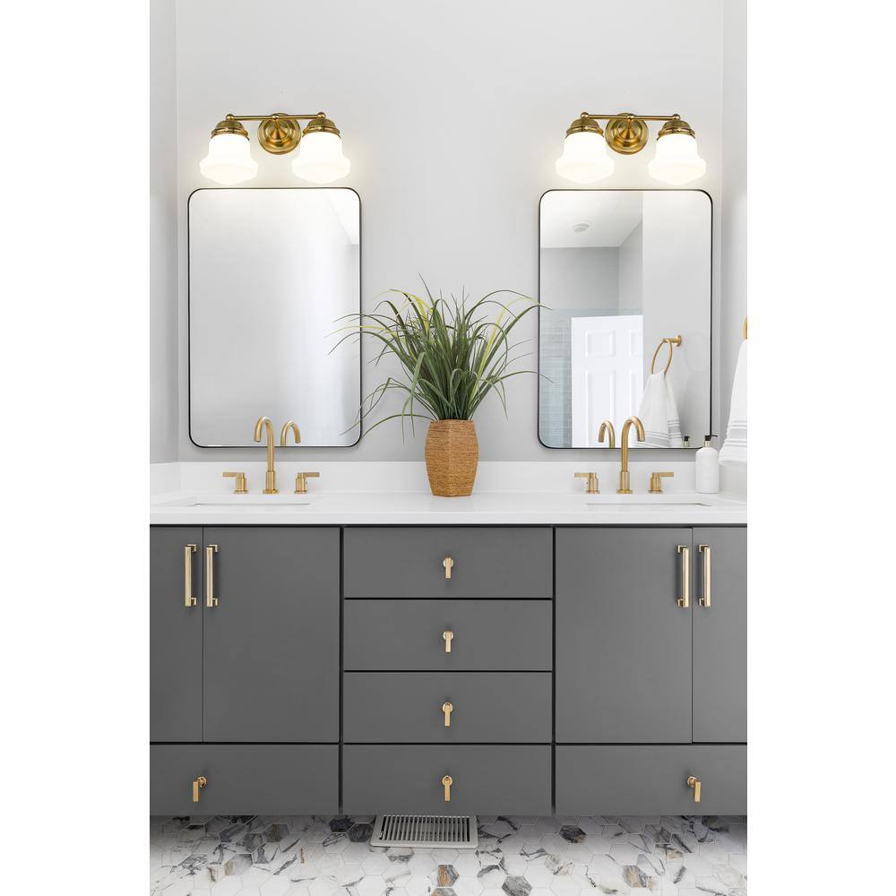 Luxe Gold 15.5" Dimmable Vanity Light with Opal Glass Shades