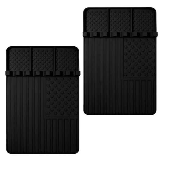 Silicone Griddle Tools Mat with Drip Pad and Griddle Accessories for Kitchen, Cooking and Countertop, Black (2-Pack)