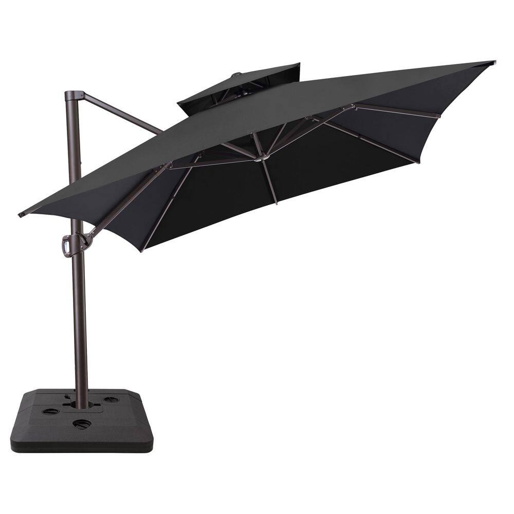 13 ft. x 10 ft. Double Top Rectangular Cantilever Patio Umbrella in Black with 240 lbs. Base Stand in Brown price history on PriceWatchPro