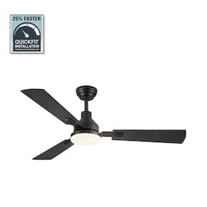 52 in. Indoor Matte Black 3-Colors LED 6-Speeds Ceiling Fan with Dual-Finish Blades and Light Kit and Remote control