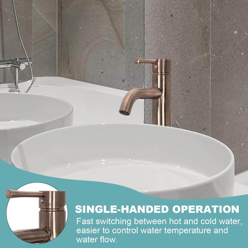 Antique Copper Solid Brass Single-Handle Vessel Sink Faucet