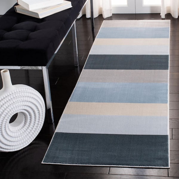 Orwell 2 ft. x 5 ft. Blue/Gray Abstract Striped Runner Rug