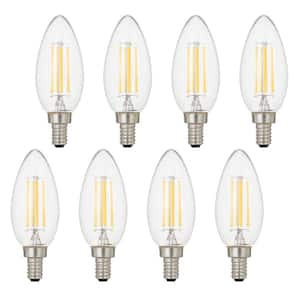 Dimmable Filament 40-Watt Equivalent 2700K E12 B11 LED Replacement Fine Tip Light Bulb, Warm White (Set of 8)