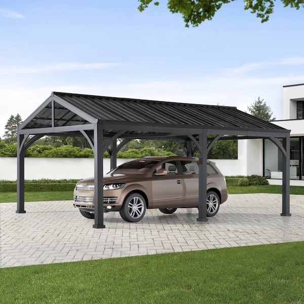 Golden Bull Marketing AutoCove 20 ft. W x 14 ft. D x 10 ft. H Newville  Carport with Brown Polycarbonate Top A110000800 - The Home Depot