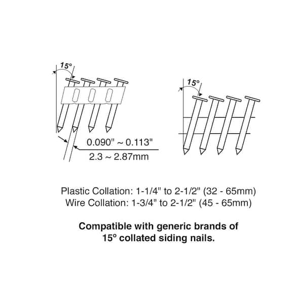 Freeman PCN65 Pneumatic 15 Degree 2-1/2 Coil Siding Nailer