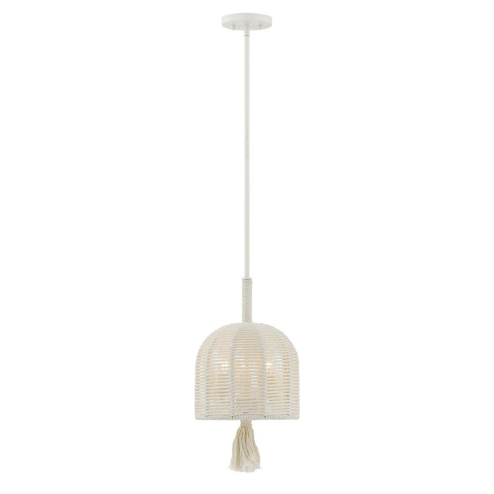 Lunara by Breegan Jane 10 in. W x 17 in. H 3-Light Cotton Pendant Light with White Cotton Rope Shade price history on PriceWatchPro