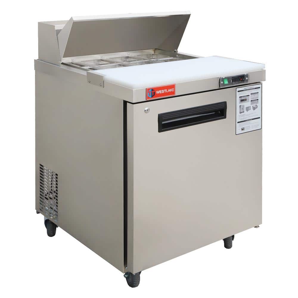28 ft. W 7.4 cu. ft. Capacity Refrigerator Sandwich and Salad Prep Table 1-Door Stainless Steel
