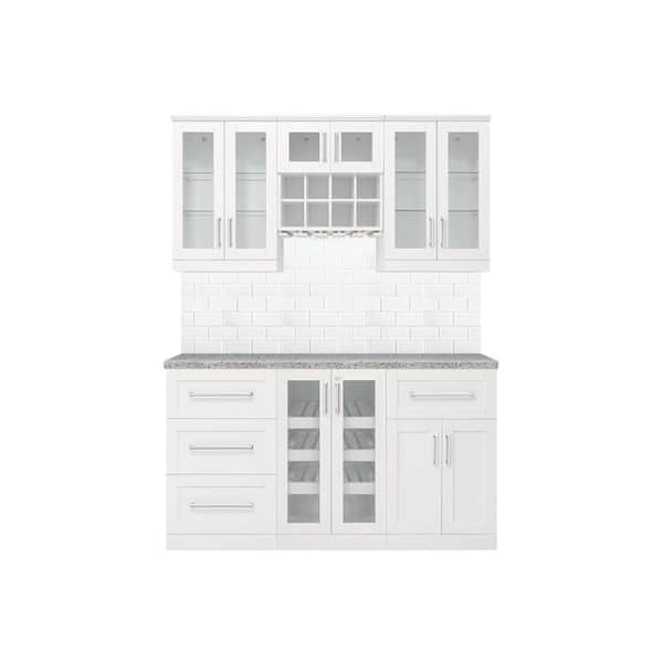 NewAge Products Home Bar White Cabinet Set (7-Piece)