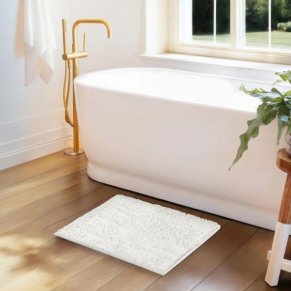 Ultra Soft 24 in. x 17 in. White Chenille Bath Mat
