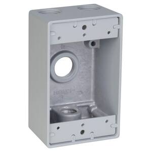 1-Gang Rectangular Weatherproof Electrical Box with 4 1/2 in. Holes -Silver (Case of 16)