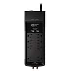 6 ft. 8-Outlet Surge Protector with Coax and USB, Black