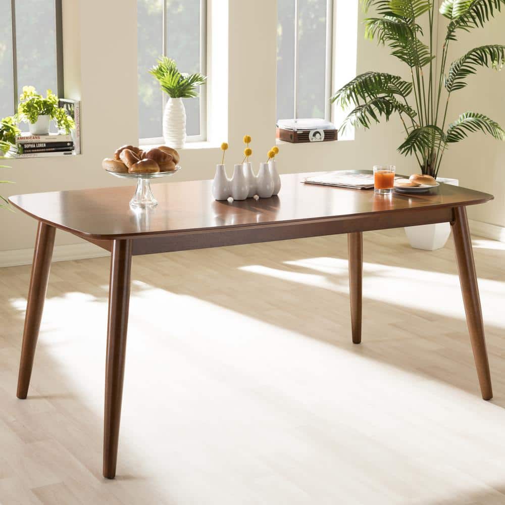 Medium Brown Oak Mid-Century Modern Dining Table