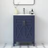 HOMEVY STUDIO Silvia 24.25 in. W x 18.5 in. D x 35 in. H Single Sink Freestanding Bath Vanity in Marine Blue with White Ceramic Top CS1907-24-04