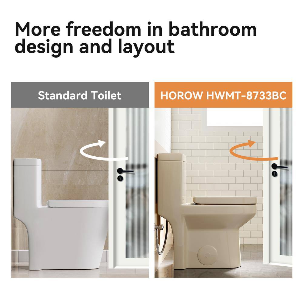 Compact Bisque One-Piece Dual Flush Toilet with Soft Close Seat