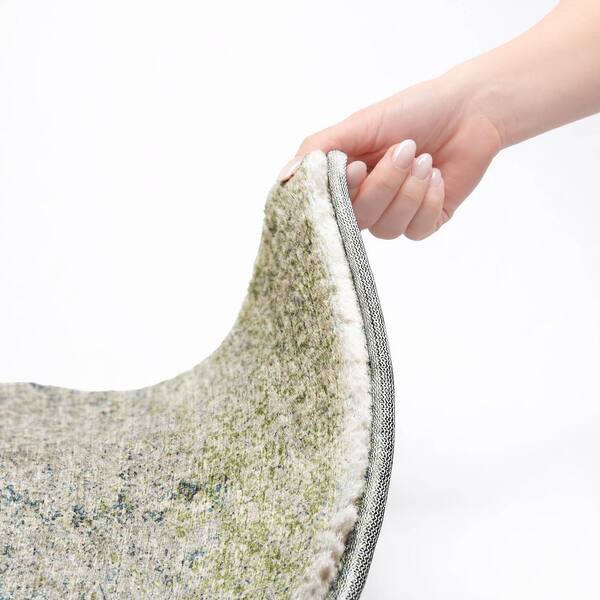 Dream Shag Premium Machine Washable Abstract ADS36 Green 2 ft. x 7 ft. Runner Rug