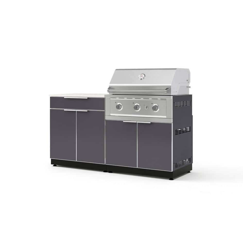 "Outdoor Kitchen 4-Piece 3-Burners Natural Gas Grill Island in Gray w/33"" Performance Grill & Dekton in Aeris-Countertop" price history on PriceWatchPro