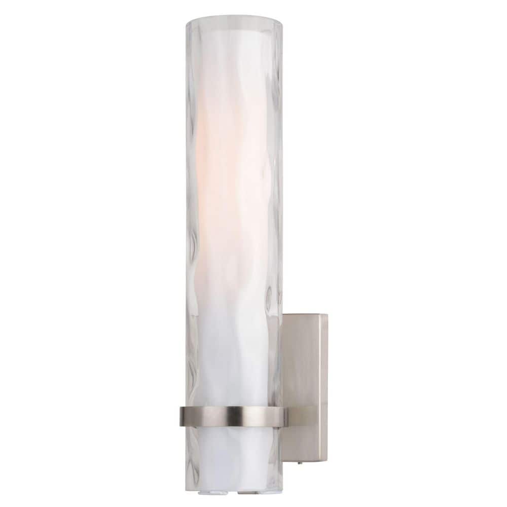 Vilo 4.25 in. W 1-Light Satin Nickel Vanity Light Fixture Contemporary Clear and White Frosted Opal Glass Bathroom price history on PriceWatchPro