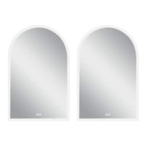 24 in. W x 36 in. H Arched Frameless LED Light Wall Anti-Fog Bathroom Vanity Mirror 2PCS