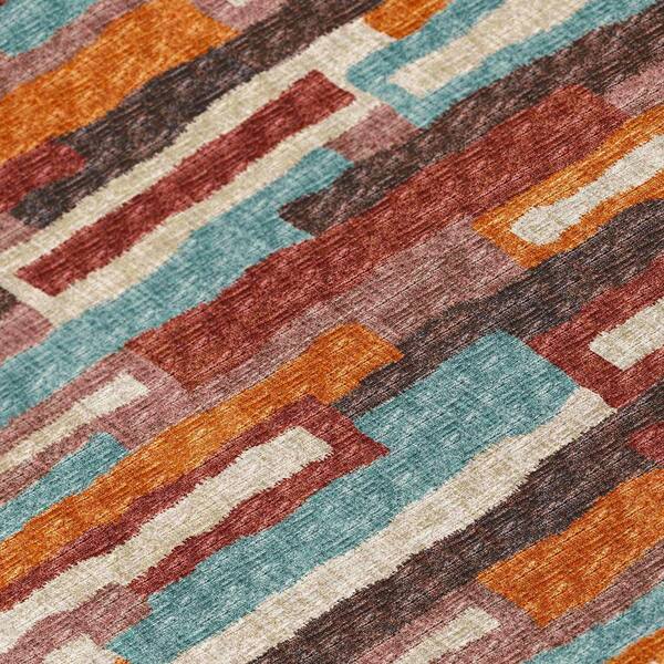 Addison Rugs - Bravado Red 8 ft. x 10 ft. Geometric Indoor/Outdoor Washable Area Rug