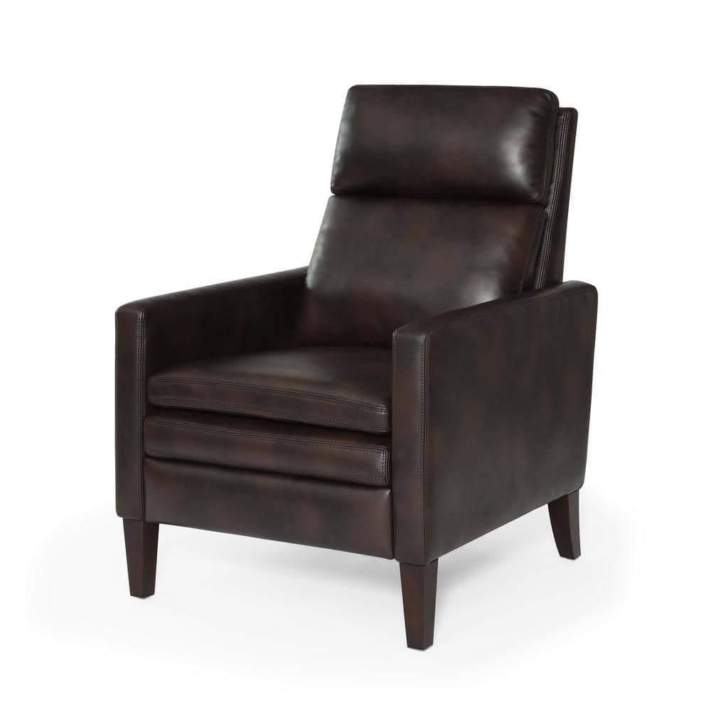 Vicente Burnished Brown Faux Leather Standard Push Back Recliner
