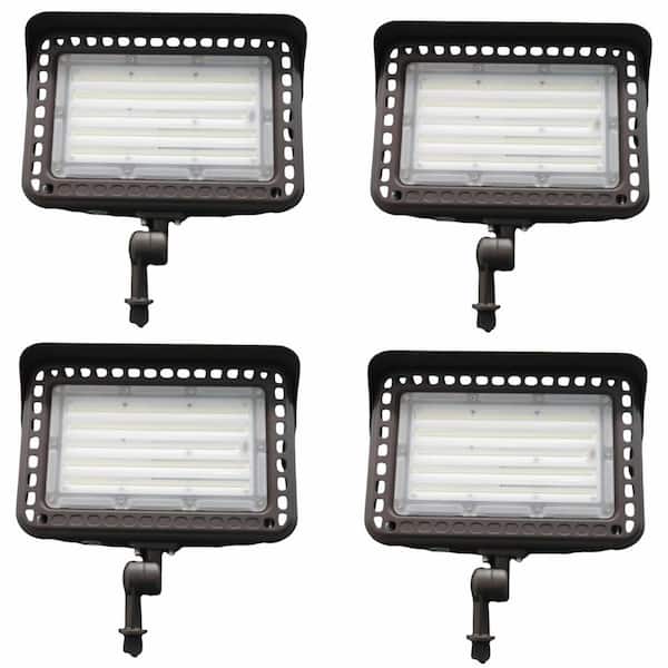 KOAOEIRS 600-Watt Equivalent 18000 Lumens 120° Bronze Dusk to Dawn Integrated LED Security Flood Light with Photocell (4-Pack)