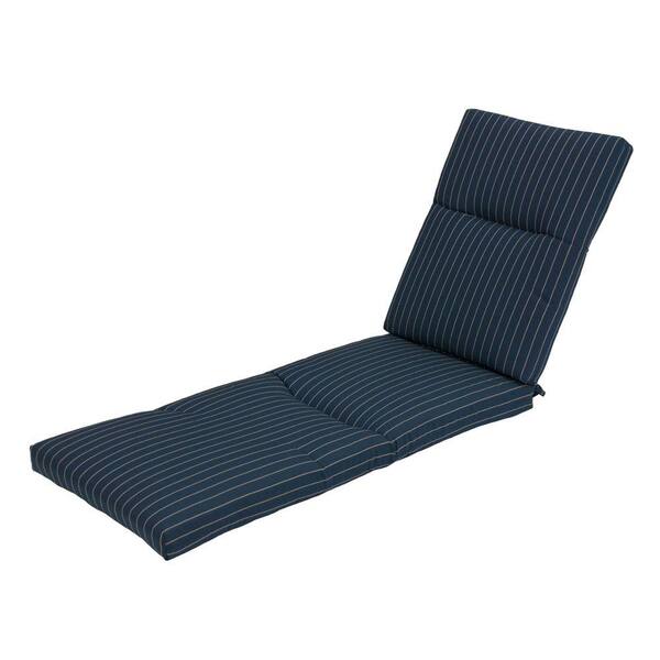 Hampton Bay Midnight Stripe Deluxe Outdoor Chaise Lounge Cushion