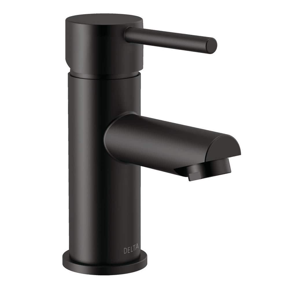Sleek Matte Black Single Hole Brass Bathroom Faucet with Drain