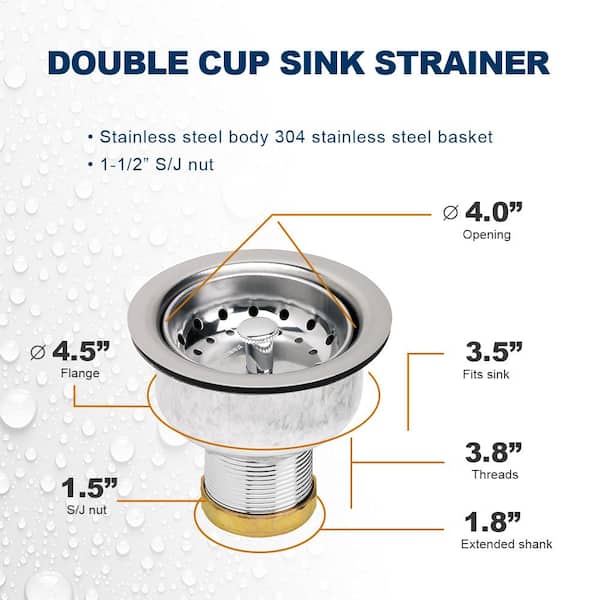 110mm 140mm Kitchen Stainless Steel Sink Drain Strainer Basket Hole