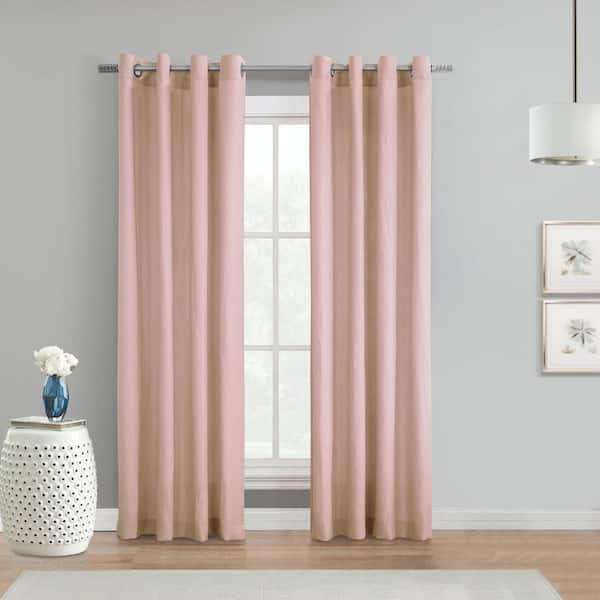Habitat Harmony Rose Polyester Crinkle Textured 52 in. W x 63 in. L Grommet Indoor Light Filtering Curtain (Single Panel)