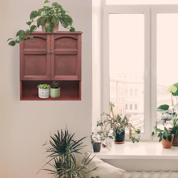 Teamson Home Martha 8 in. D x 22-3/10 in. W x 25 in. H Bathroom Wall Cabinet in Mahogany Color