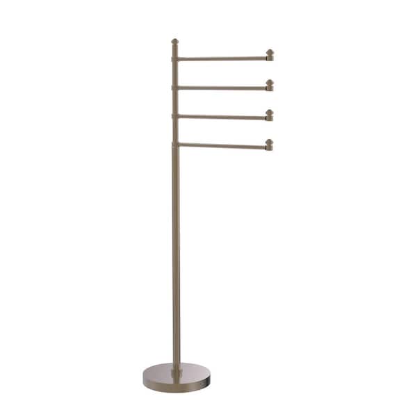 Allied Brass Southbeach Collection 12 in. Freestanding Towel Bar in Antique Pewter with 4-Pivoting Swing Arm Towel Stand