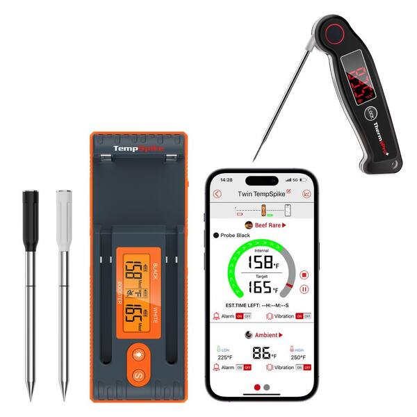2-Probe Truly Wireless Meat Thermometer, Twin TempSpike with Instant Read Food Thermometer Companion