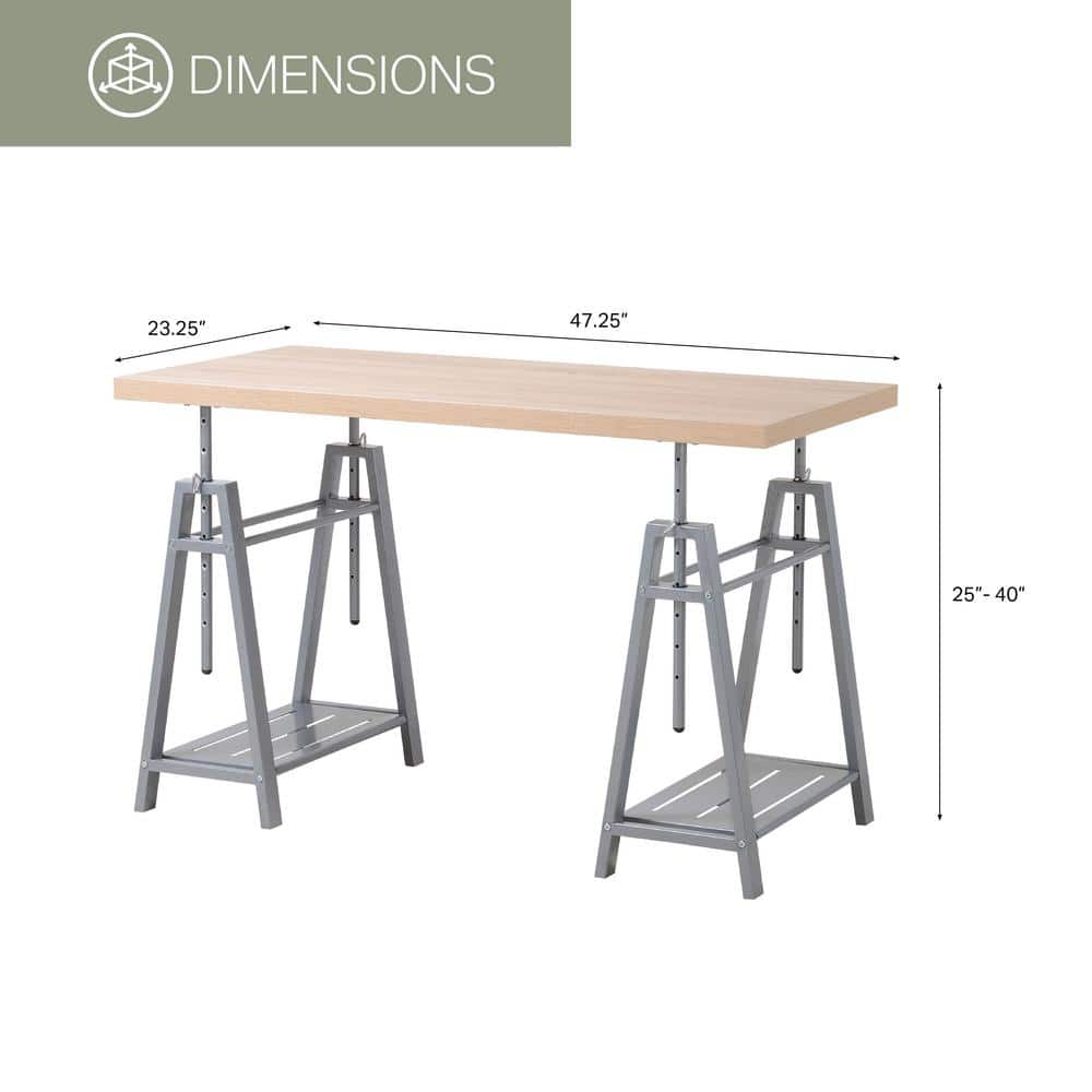 Gray Adjustable Height Standing Desk with Metal Base