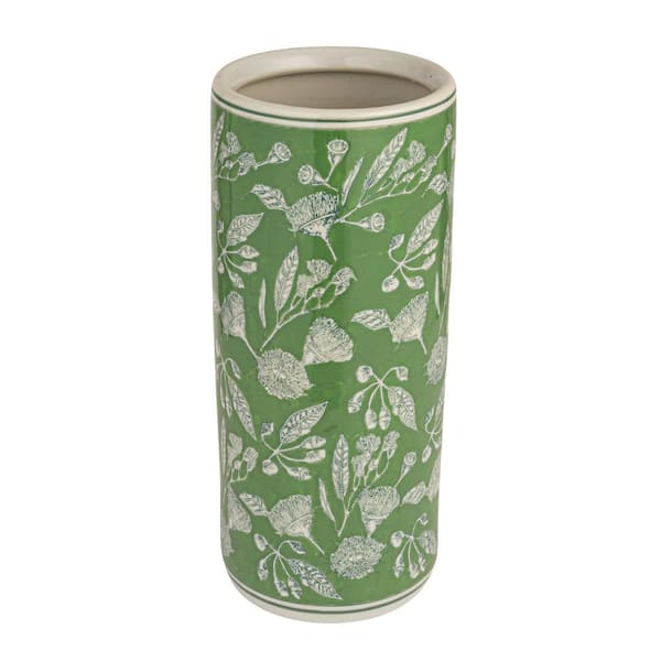 Storied Home Lilia Green Ceramic Umbrella Stand