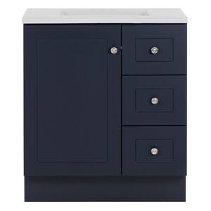 Bannister 30.5 in. W x 18.75 in. D Bath Vanity in Deep Blue with Cultured Marble Top in Colorpoint White with White Sink