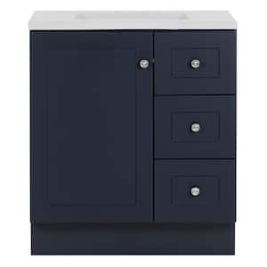 Bannister 31 in. W x 19 in. D x 35 in. H Single Sink  Bath Vanity in Deep Blue with White Cultured Marble Top