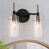 Zevni Modern 2-Light Brass Gold Bathroom Vanity Light, Black Vanity ...