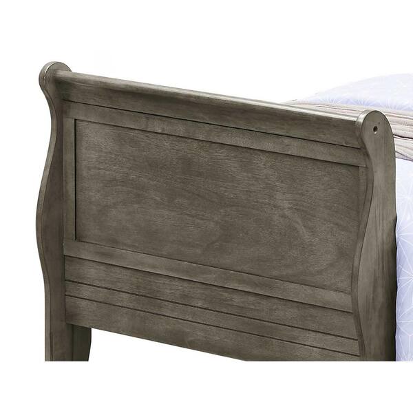 AndMakers Louis Philippe Gray King Sleigh Wood Bed with High Footboard  PF-G3105A-KB - The Home Depot