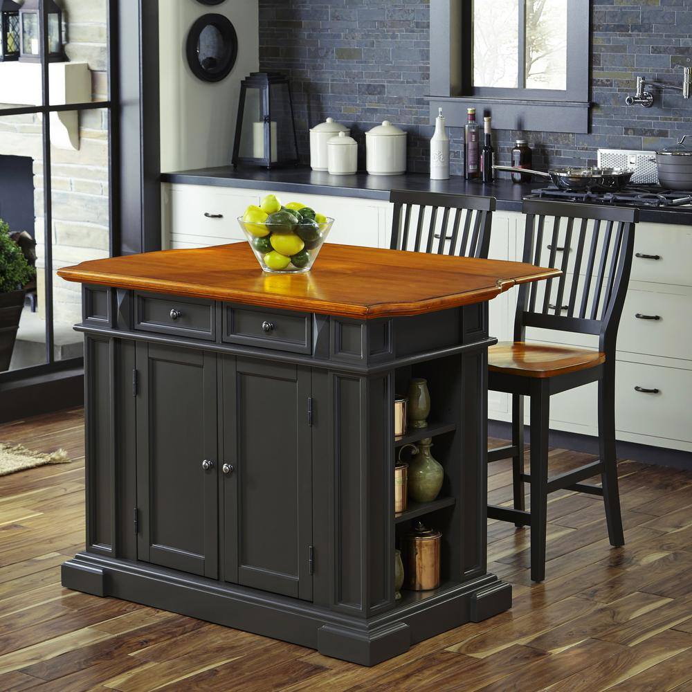 Americana Deep Grey Kitchen Island with Adjustable Shelves
