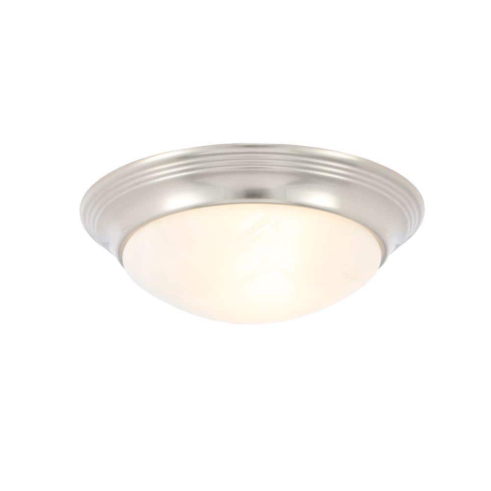 Brushed Nickel Alabaster Glass Flush Mount Ceiling Light