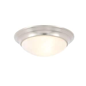 Alabaster Glass Collection 11.5 in. 1-Light Brushed Nickel Flush Mount