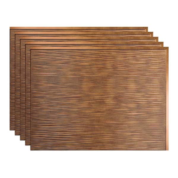 Fasade 18.25 in. x 24.25 in. Ripple Vinyl Backsplash Panel in Antique Bronze (5-Pack)