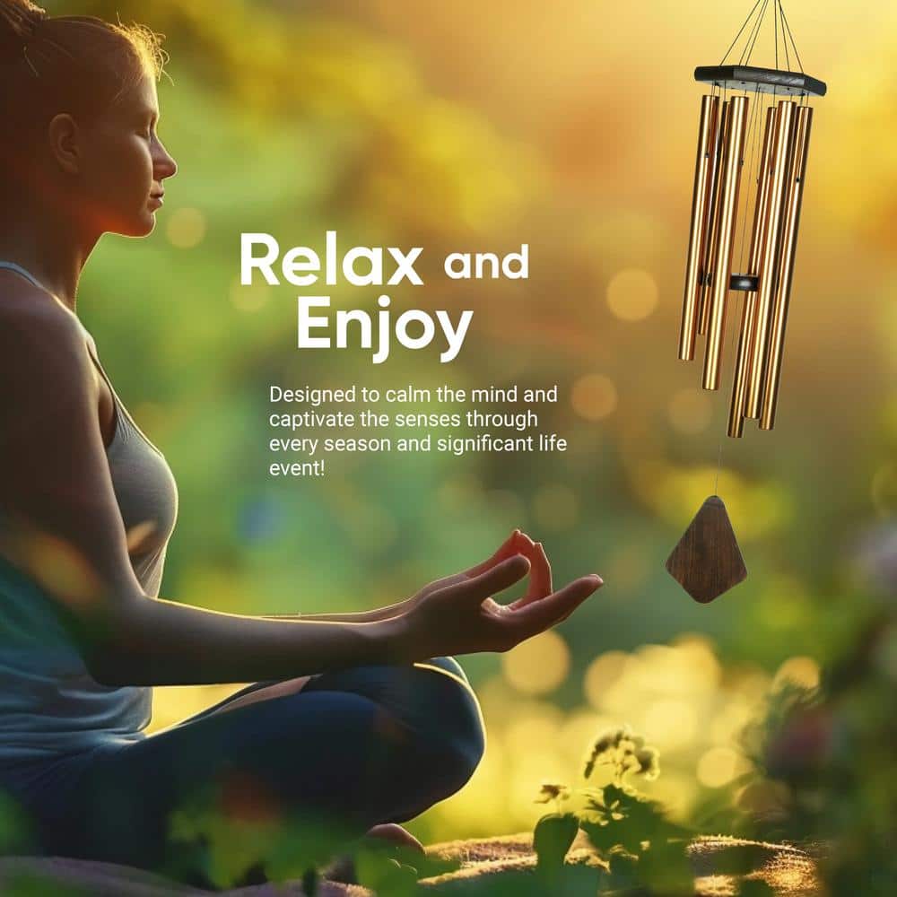 Bronze 24" Anodized Aluminum and Beech Wood Wind Chimes