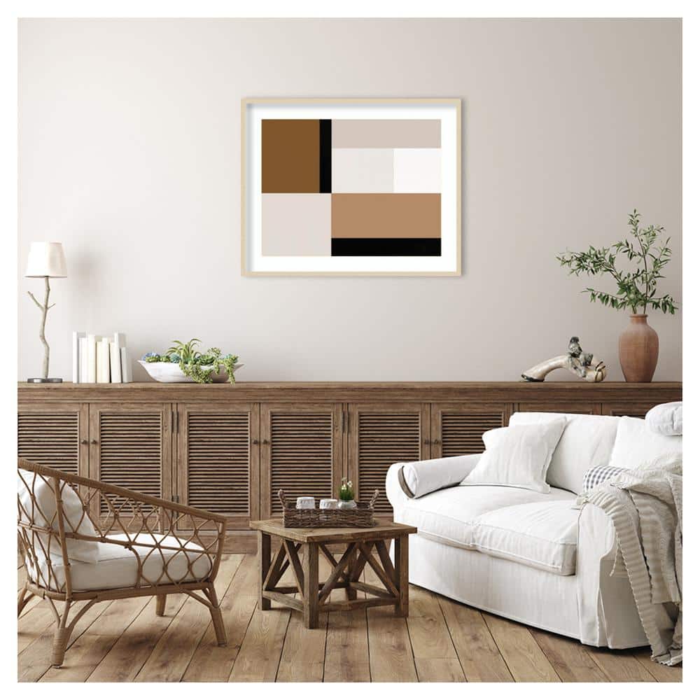 Neutral Centerpoint I Brown and Beige Framed Abstract Print