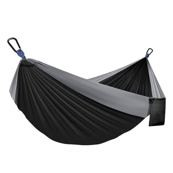 Large Camping Hammock Bed with Portable, Tree Straps and Carry Bag for Camping, Outside, Hiking and Beach, Black(1-Pack)