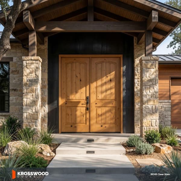 Krosswood Doors 64 in. x 80 in. Rustic Knotty Alder Arch Top VG